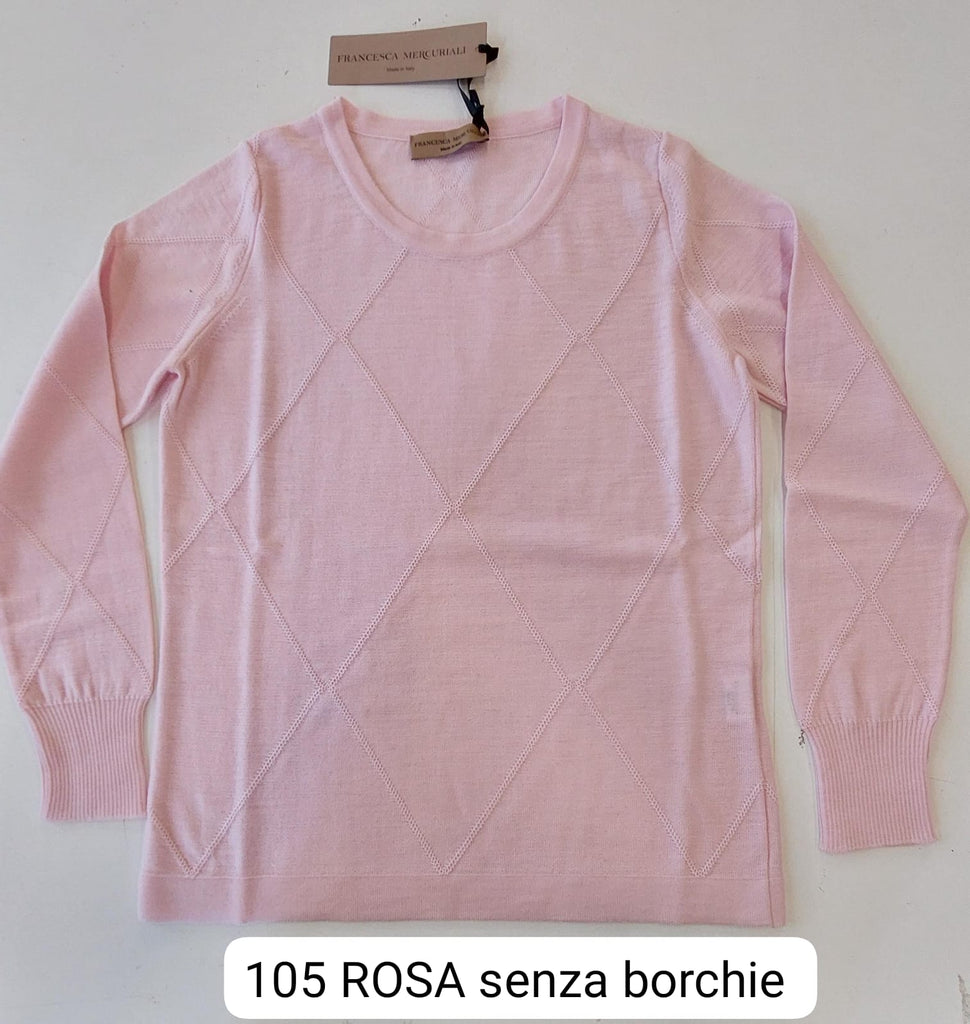Maglia girocollo in pura lana punto a rilievo