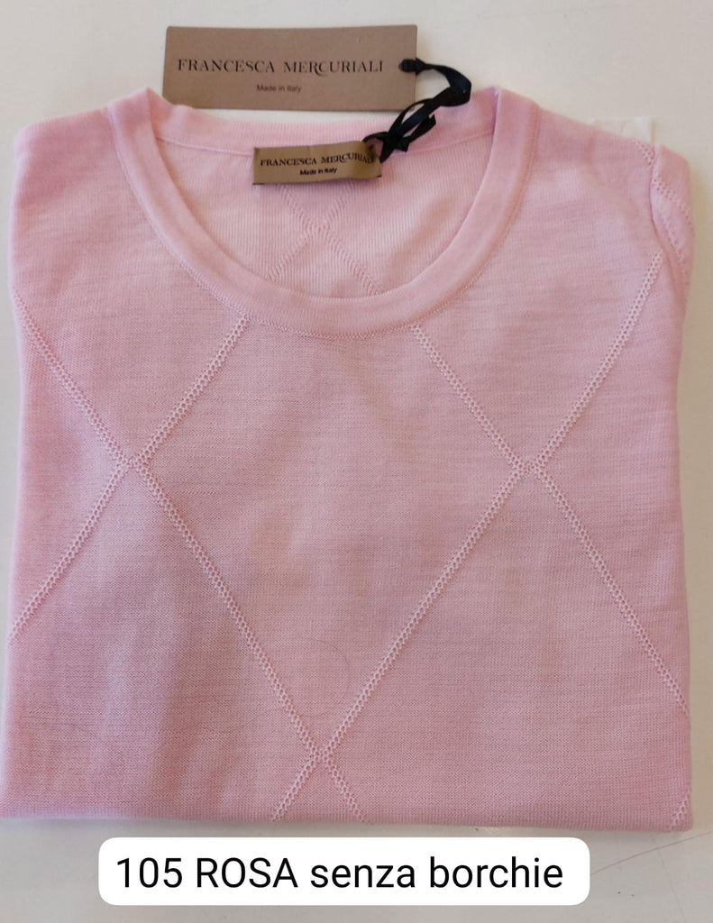 Maglia girocollo in pura lana punto a rilievo