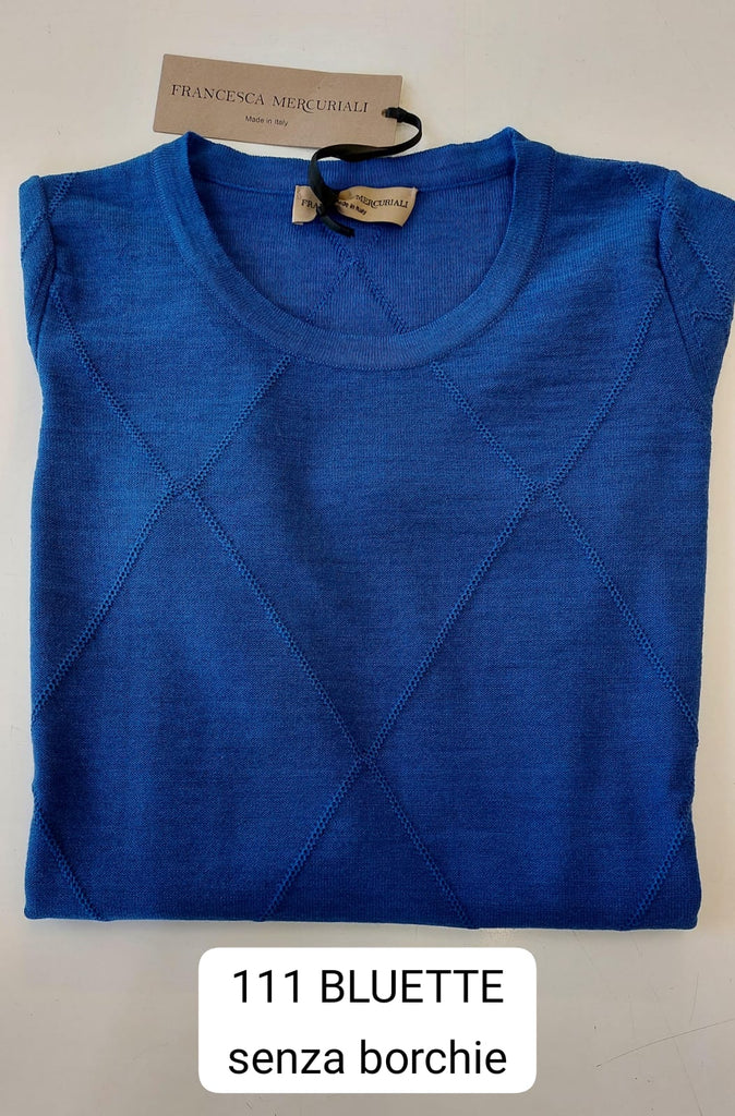 Maglia girocollo in pura lana punto a rilievo