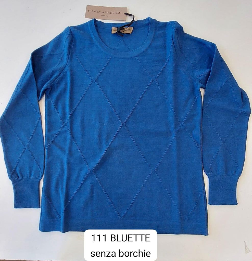 Maglia girocollo in pura lana punto a rilievo
