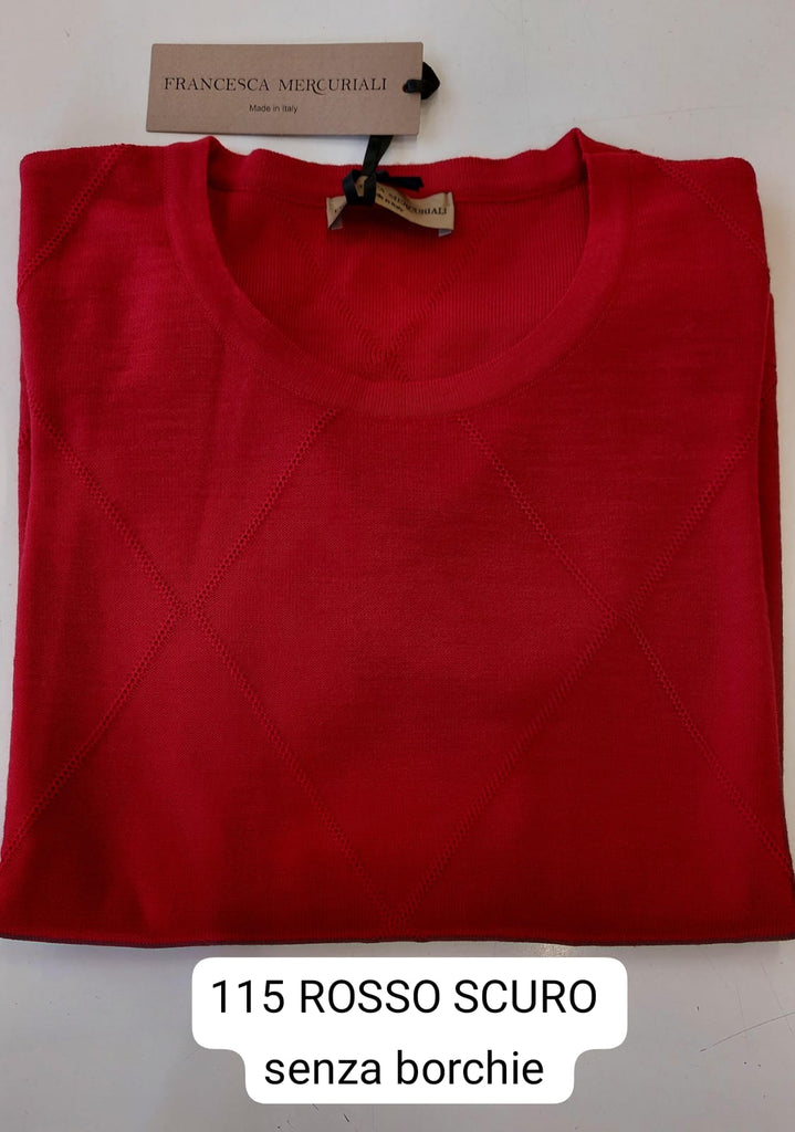 Maglia girocollo in pura lana punto a rilievo