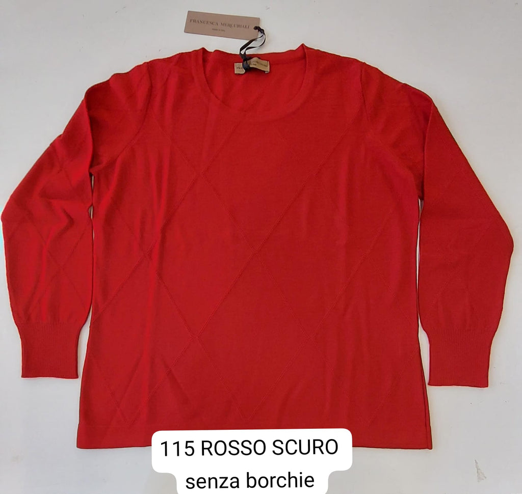 Maglia girocollo in pura lana punto a rilievo