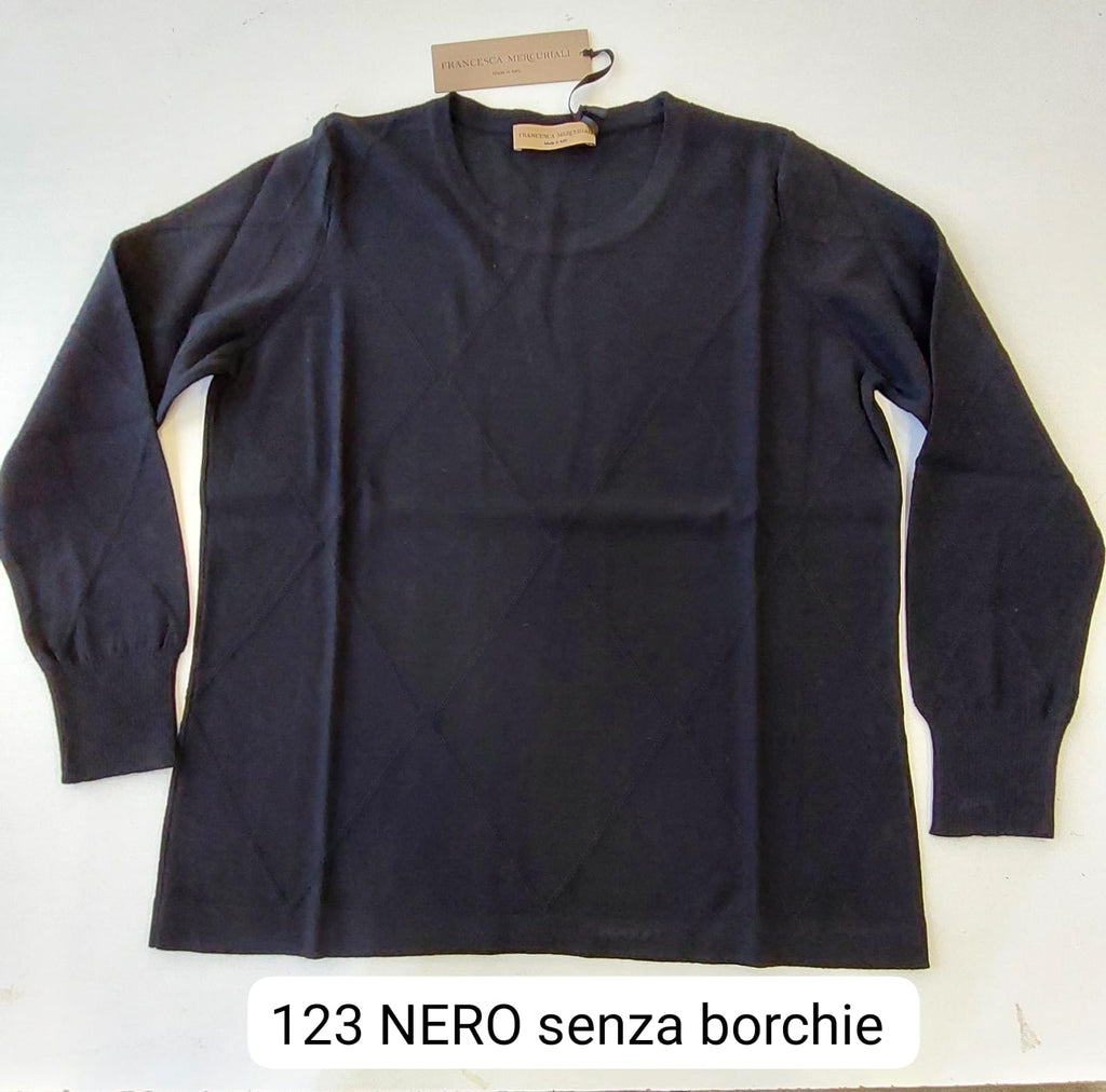 Maglia girocollo in pura lana punto a rilievo