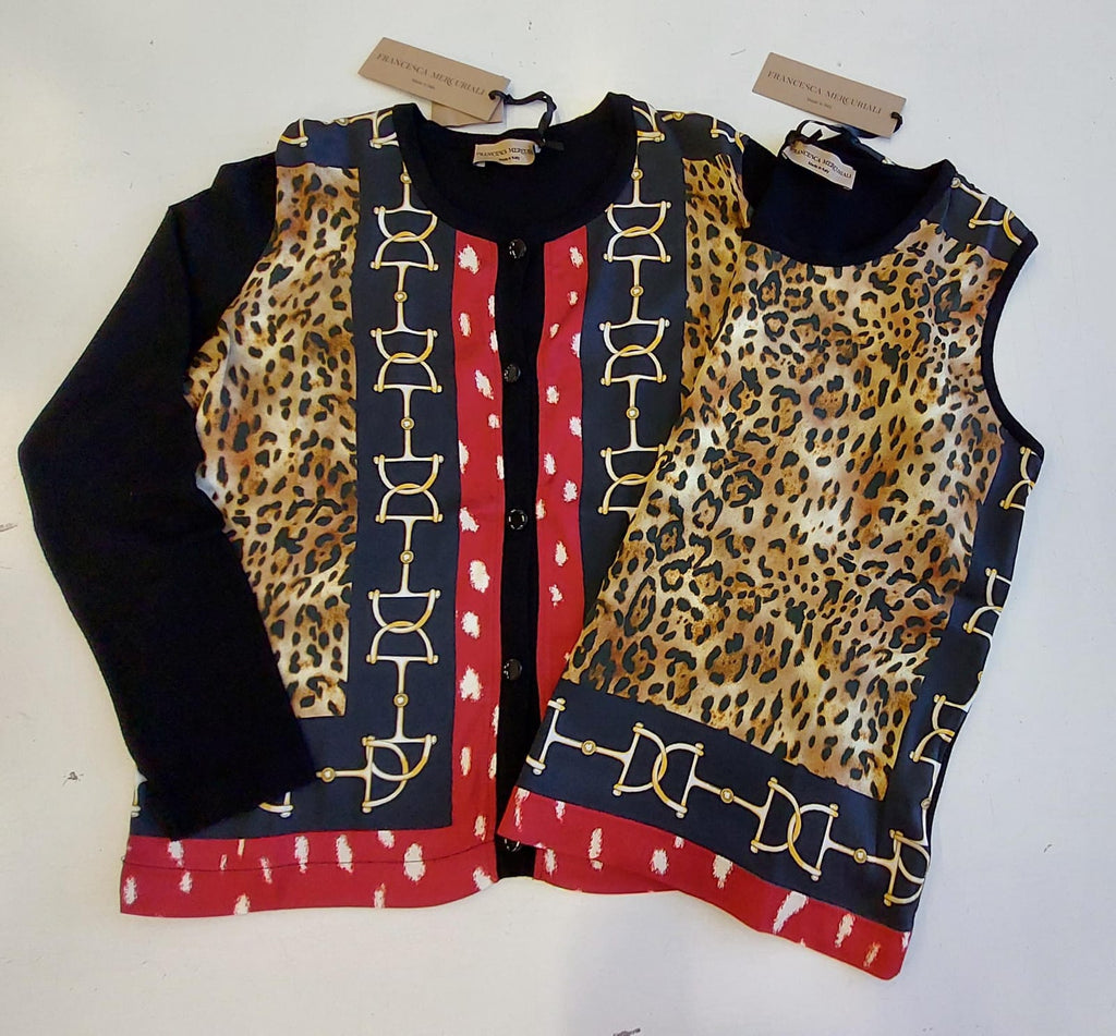 Twin set in raso e filato di viscosa