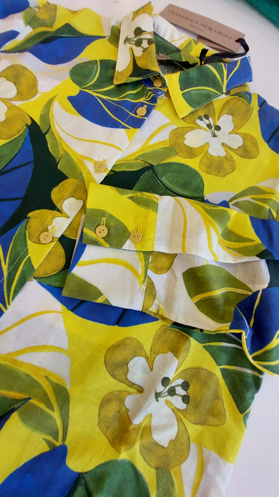 Camicia manica 3/4 lino e cotone