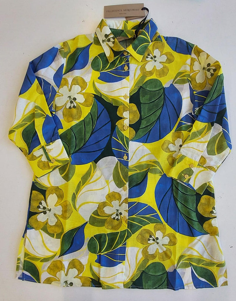 Camicia manica 3/4 lino e cotone