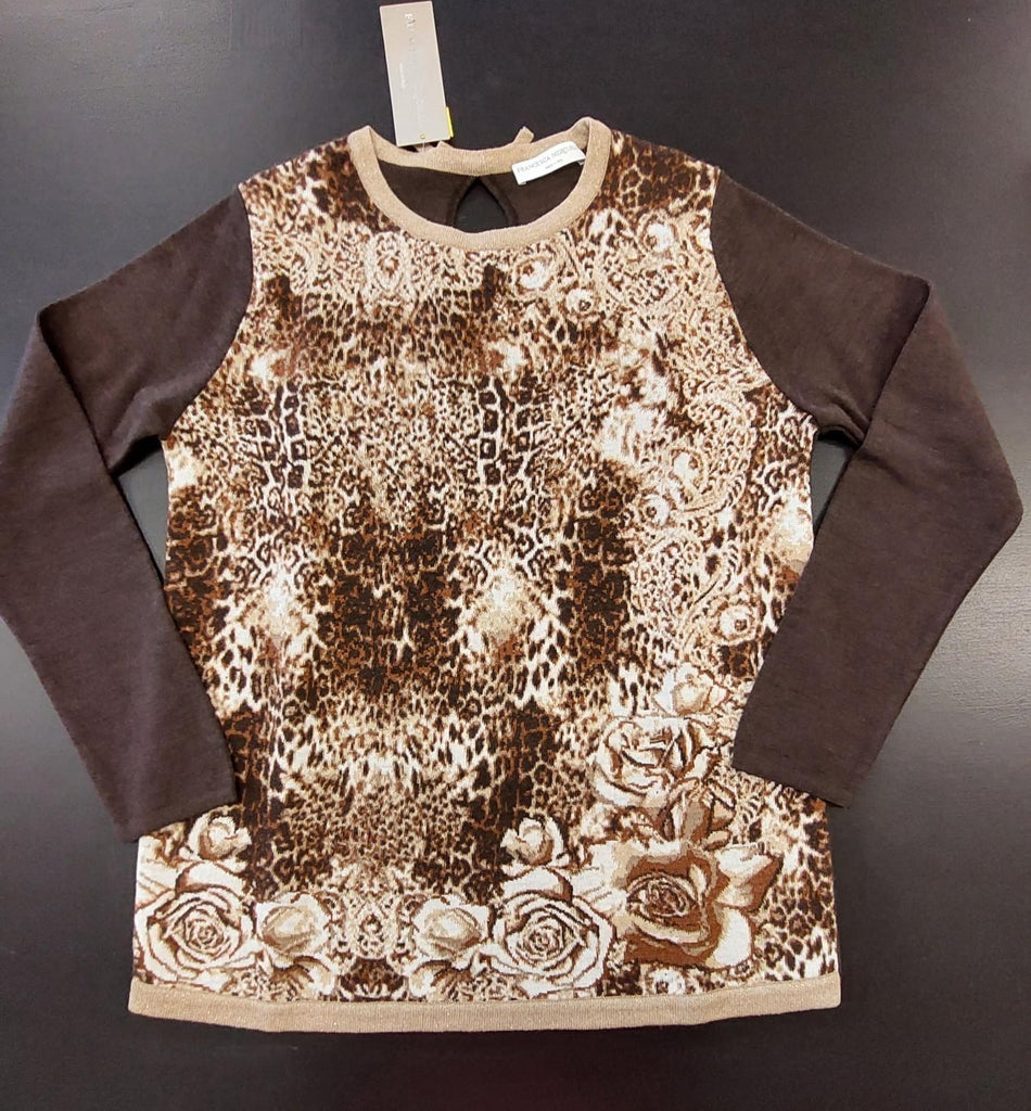 Maglia manica lunga jacquard animalier