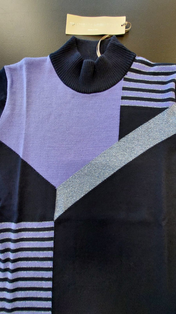 Maglia lupetto intarsio rigato