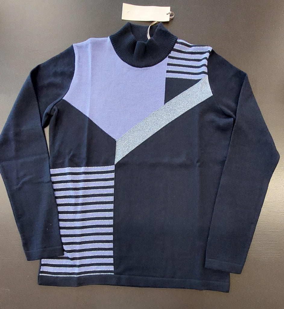 Maglia lupetto intarsio rigato