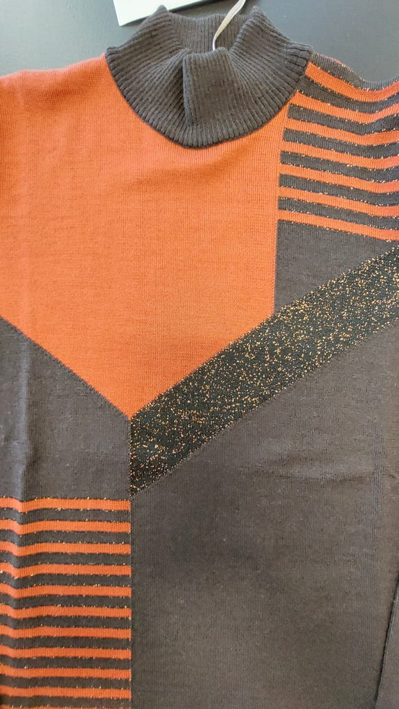 Maglia lupetto intarsio rigato