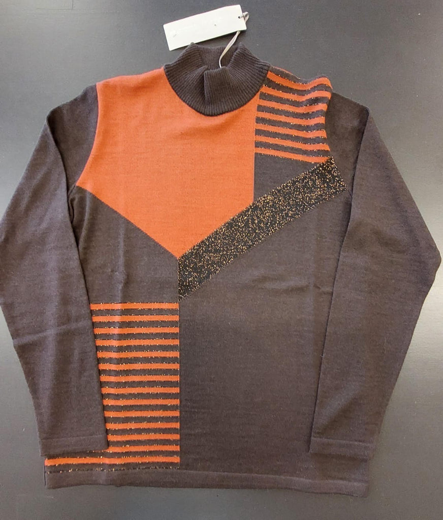 Maglia lupetto intarsio rigato