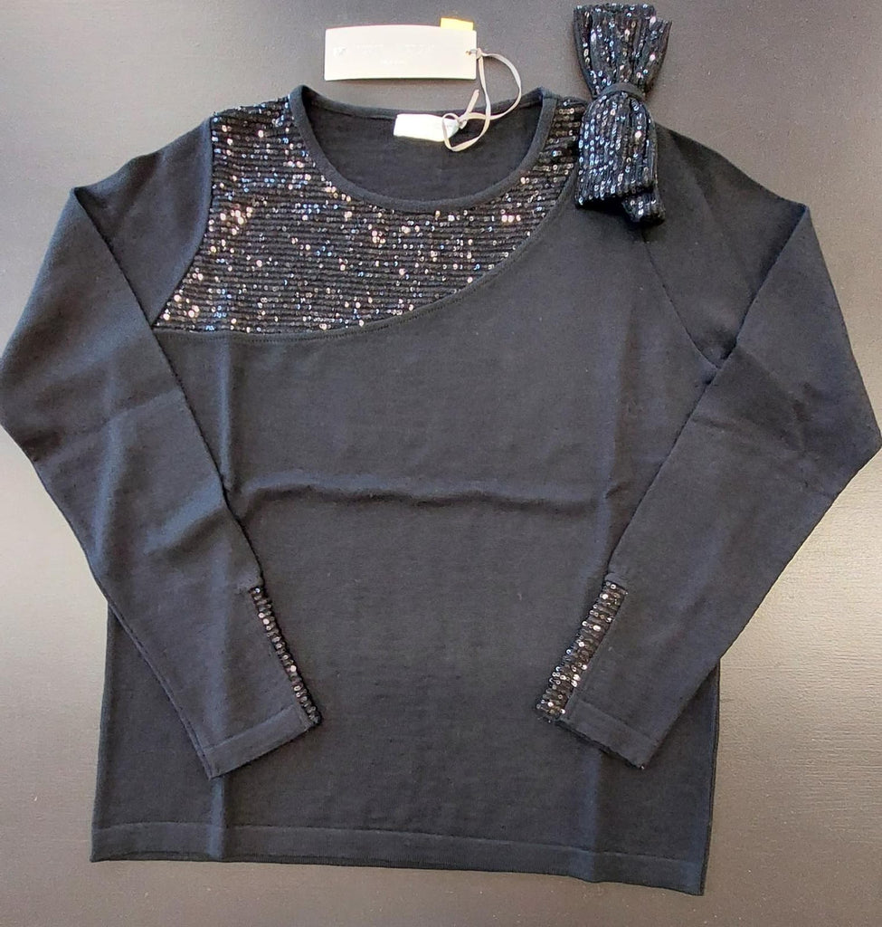 Maglia con fiocco di paillettes