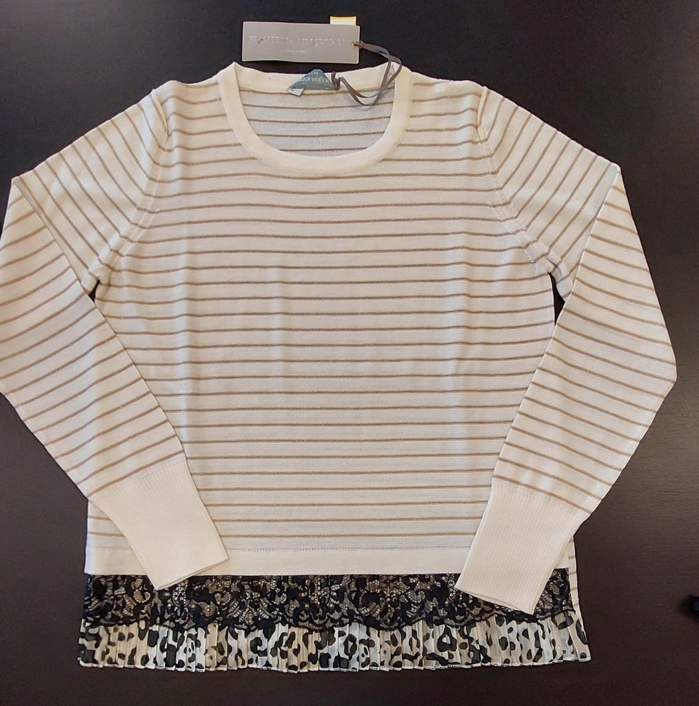 Maglia in puralana rigata con inserto maculato