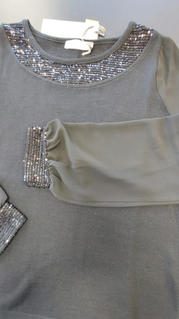 Maglia con inserto in paillettes
