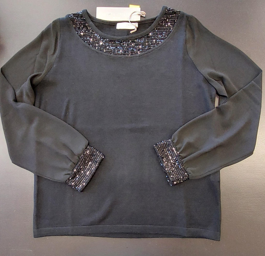 Maglia con inserto in paillettes