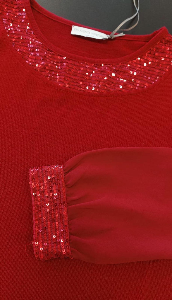 Maglia con inserto in paillettes