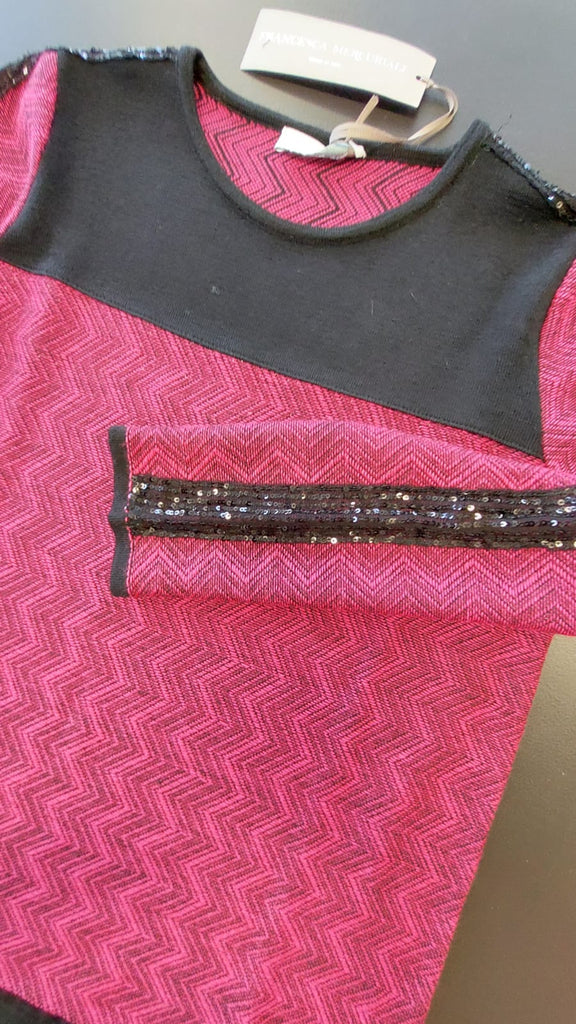 Maglia girocollo  zig-zag e paillettes
