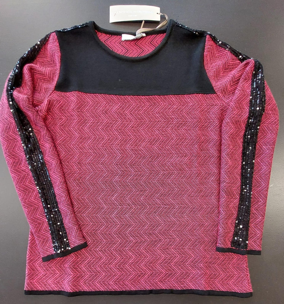 Maglia girocollo  zig-zag e paillettes