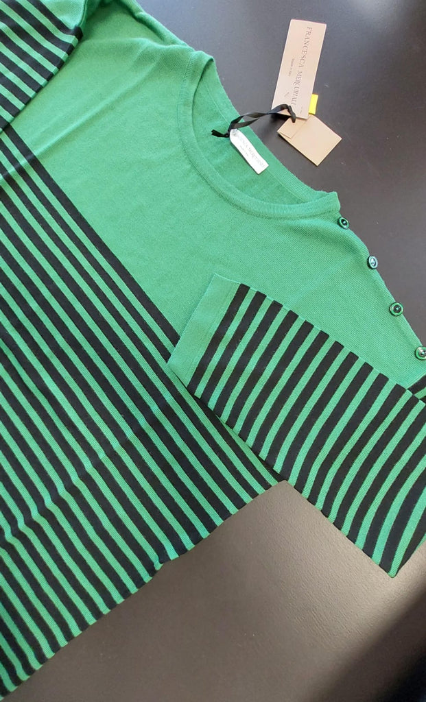 Maglia rigata in lana merinos