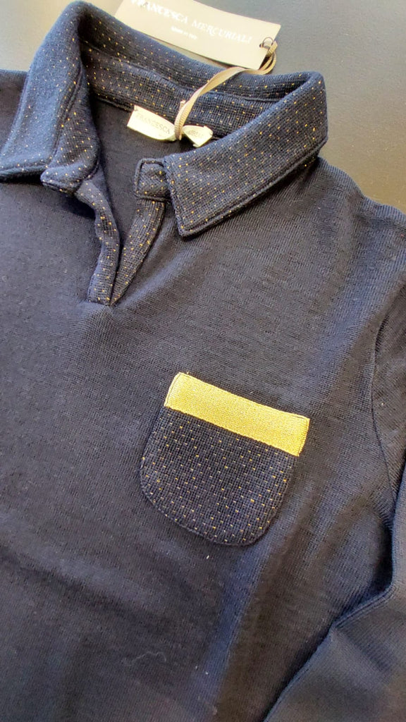 Maglia a polo in merinos e lurex