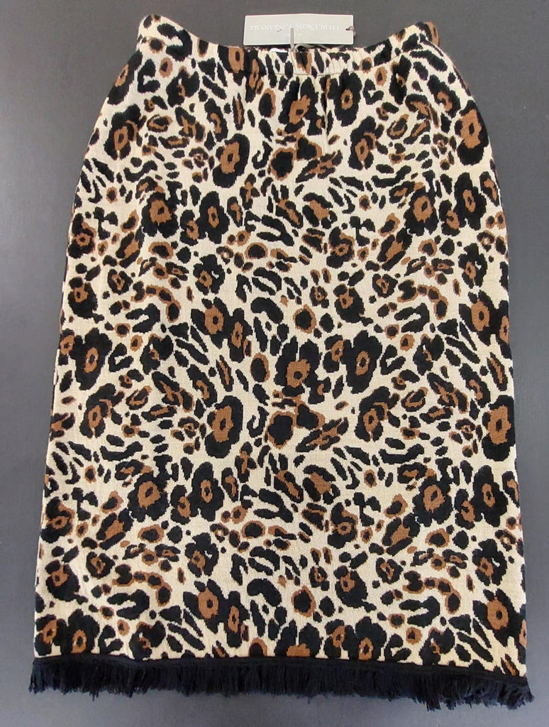 Gonna misto lana jacquard animalier