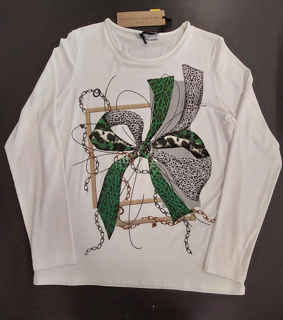 T-shirt stampa fiocco