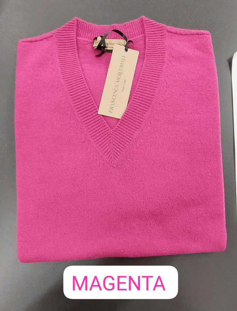 Maglia in filato lana e cashmere scollo V
