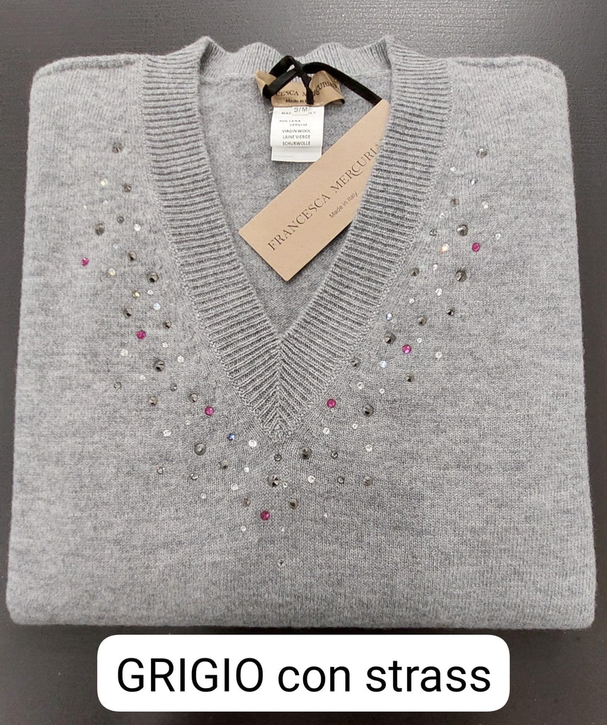 Maglia in filato lana e cashmere scollo V