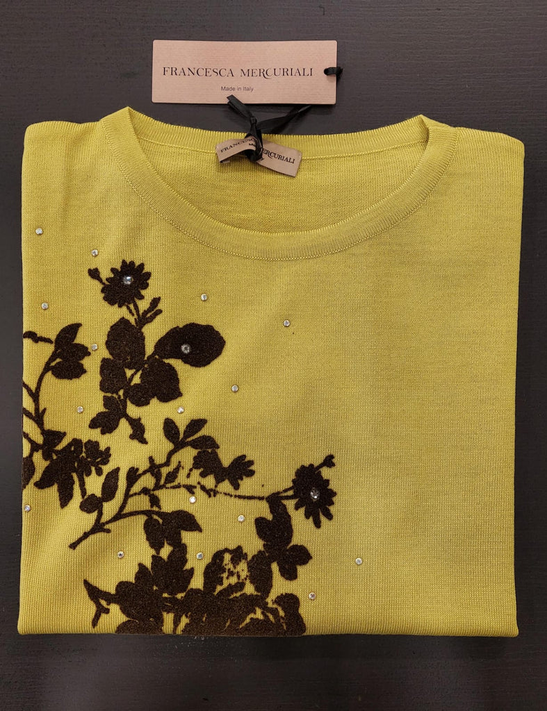 Maglia in pura lana stampa fiori