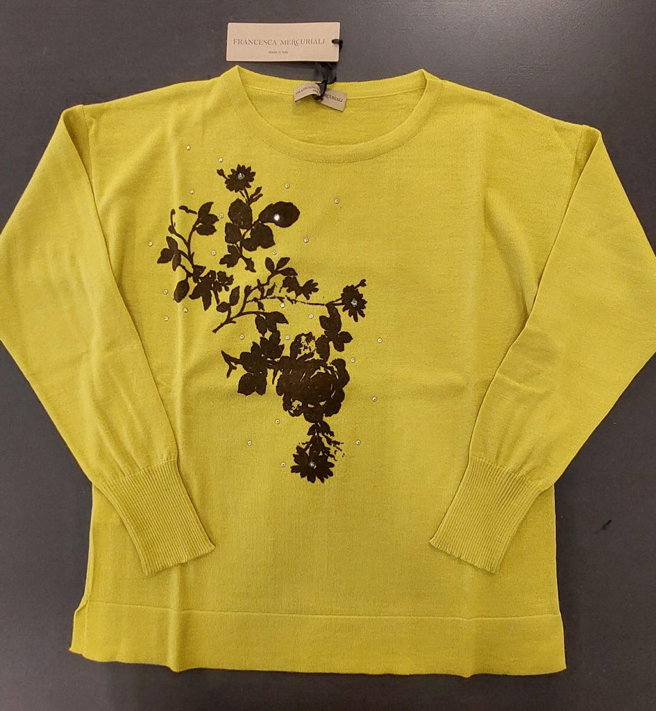Maglia in pura lana stampa fiori