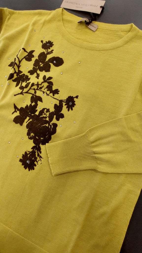 Maglia in pura lana stampa fiori
