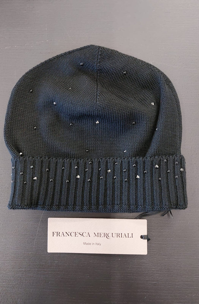 Berretto in pura lana con strass