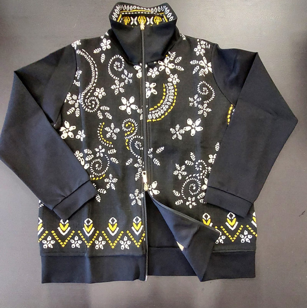 Giubbino zip misto lana jacquard