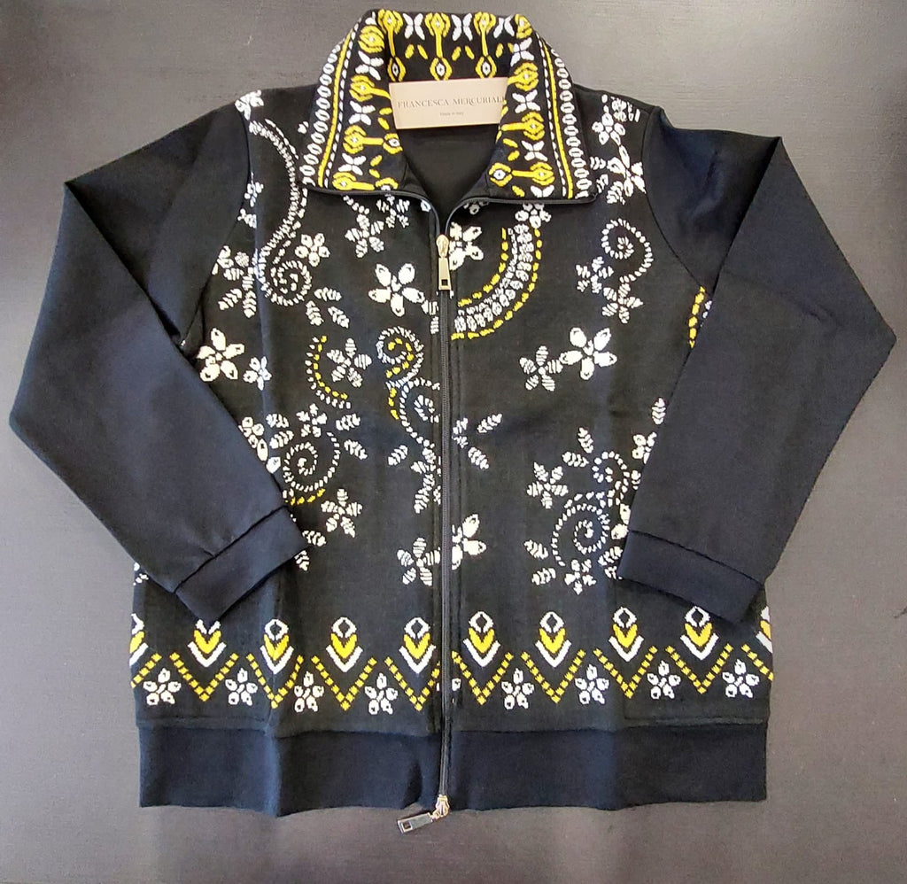 Giubbino zip misto lana jacquard