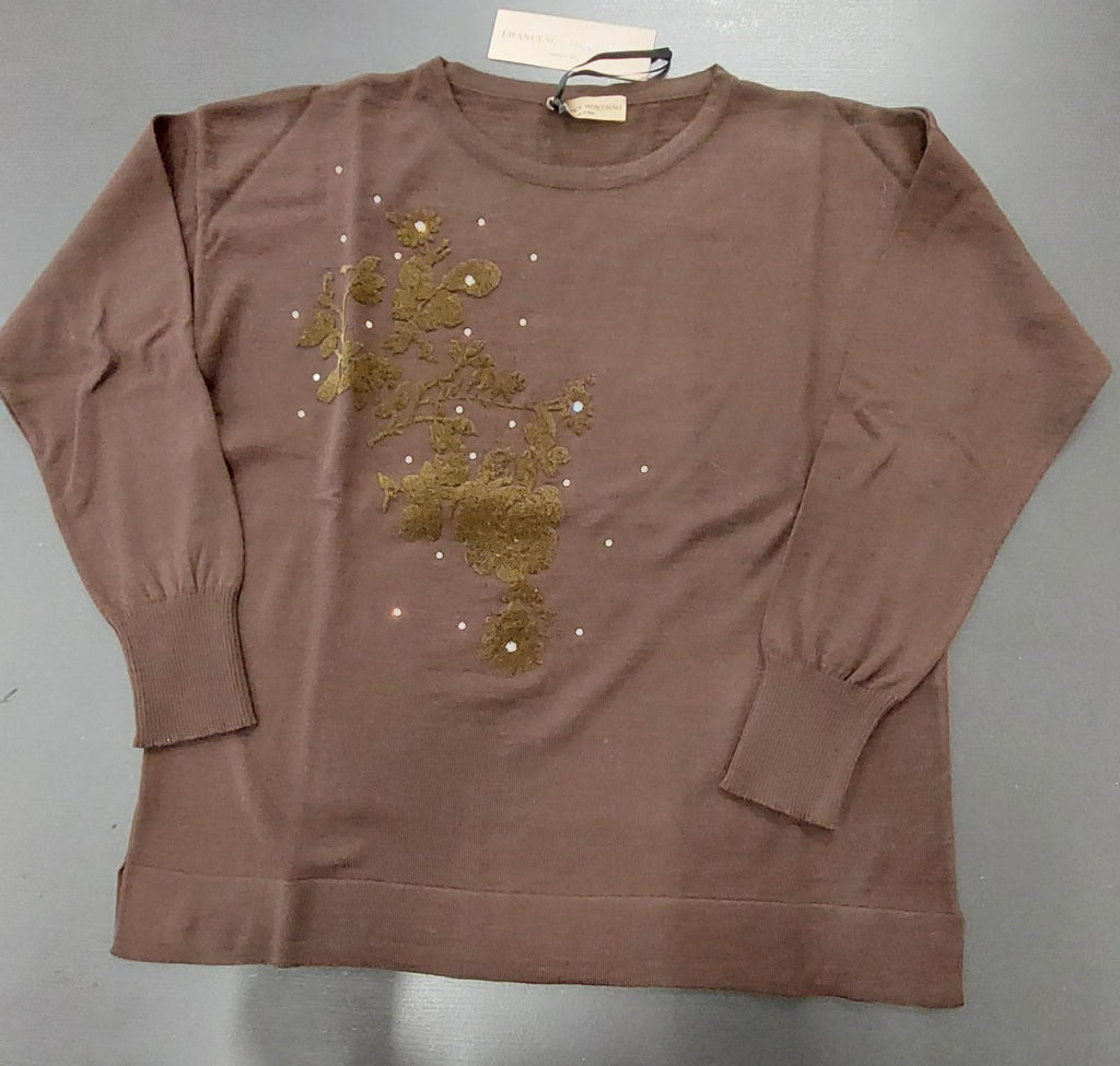 Maglia in pura lana stampa fiori