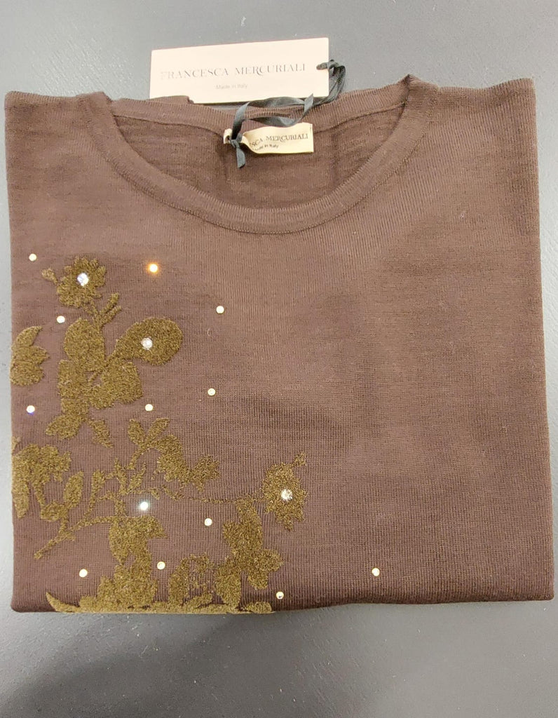Maglia in pura lana stampa fiori