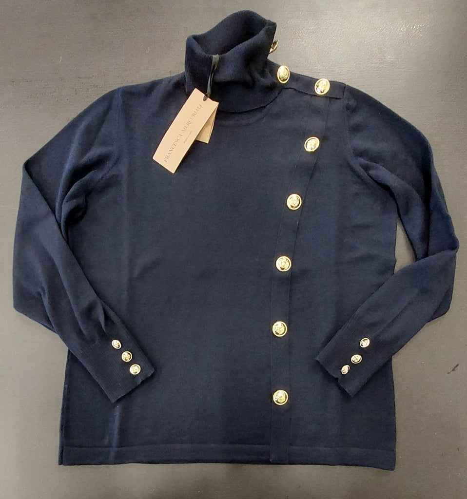 Maglia in pura lana con bottoni oro