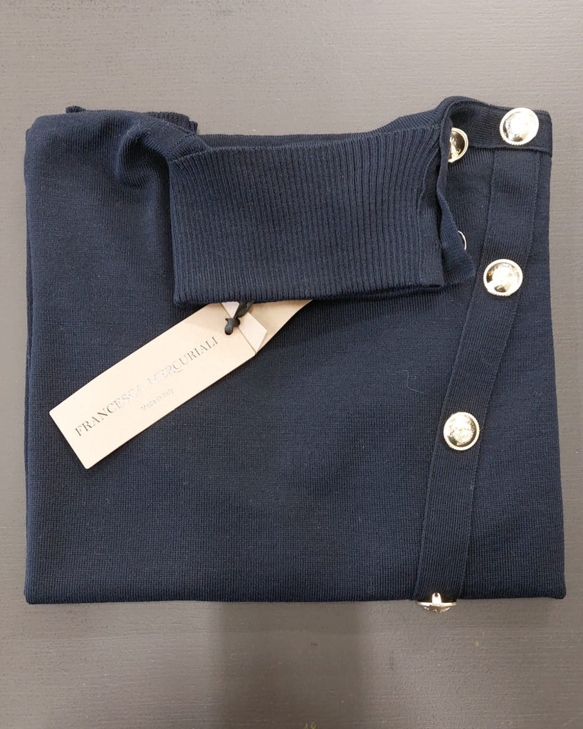 Maglia in pura lana con bottoni oro