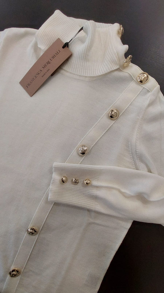Maglia in pura lana con bottoni oro