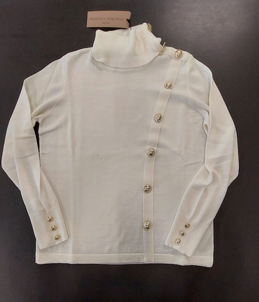 Maglia in pura lana con bottoni oro