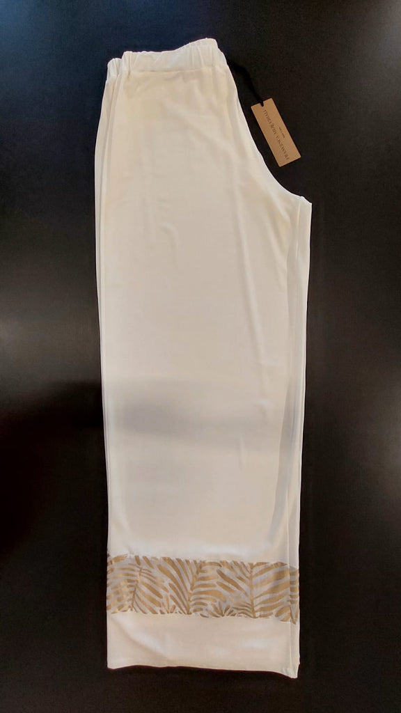 Completo in viscosa con inserti in tulle stampa oro