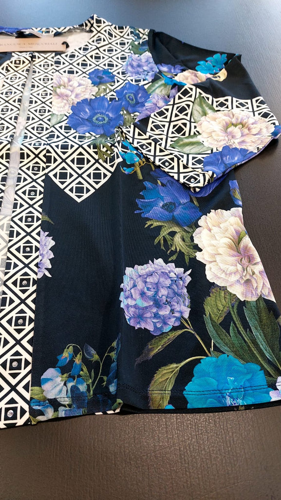 Completo in jersey di viscosa fantasia giacca+top