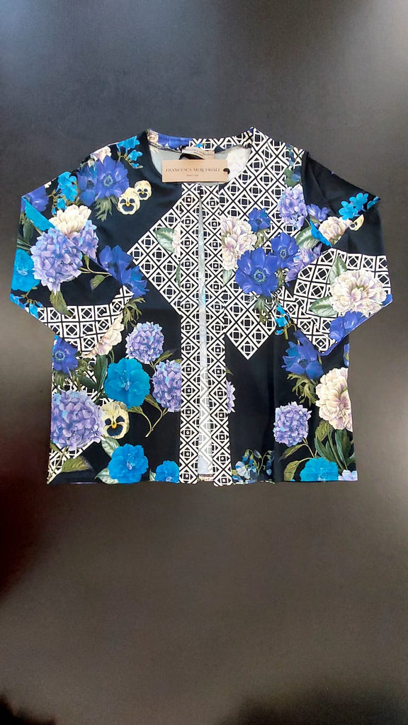 Completo in jersey di viscosa fantasia giacca+top