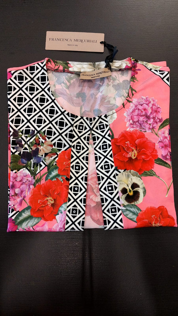 Completo in jersey di viscosa fantasia giacca+top