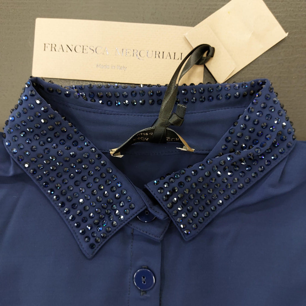 Camicia viscosa tinta unita con strass