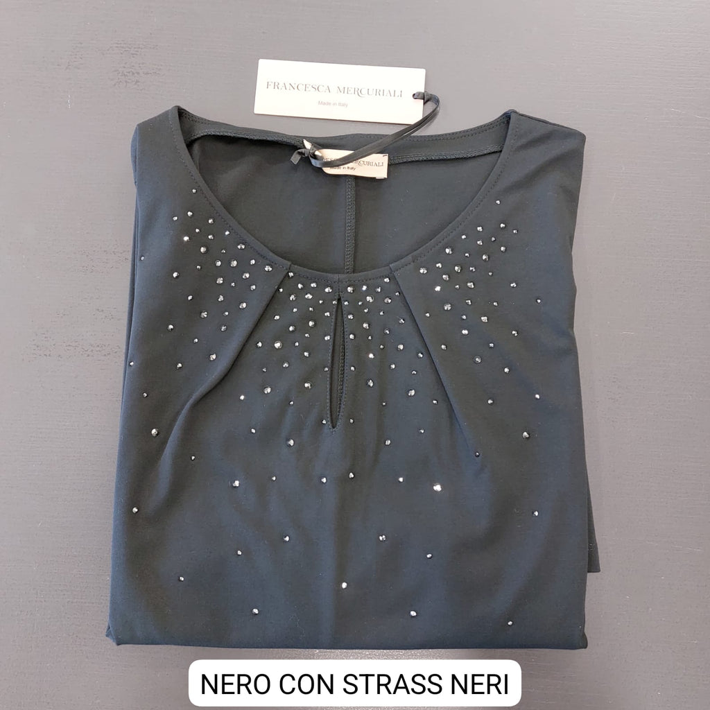 Abito punto milano leggero con strass