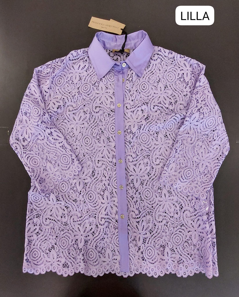 Camicia in pizzo e raso
