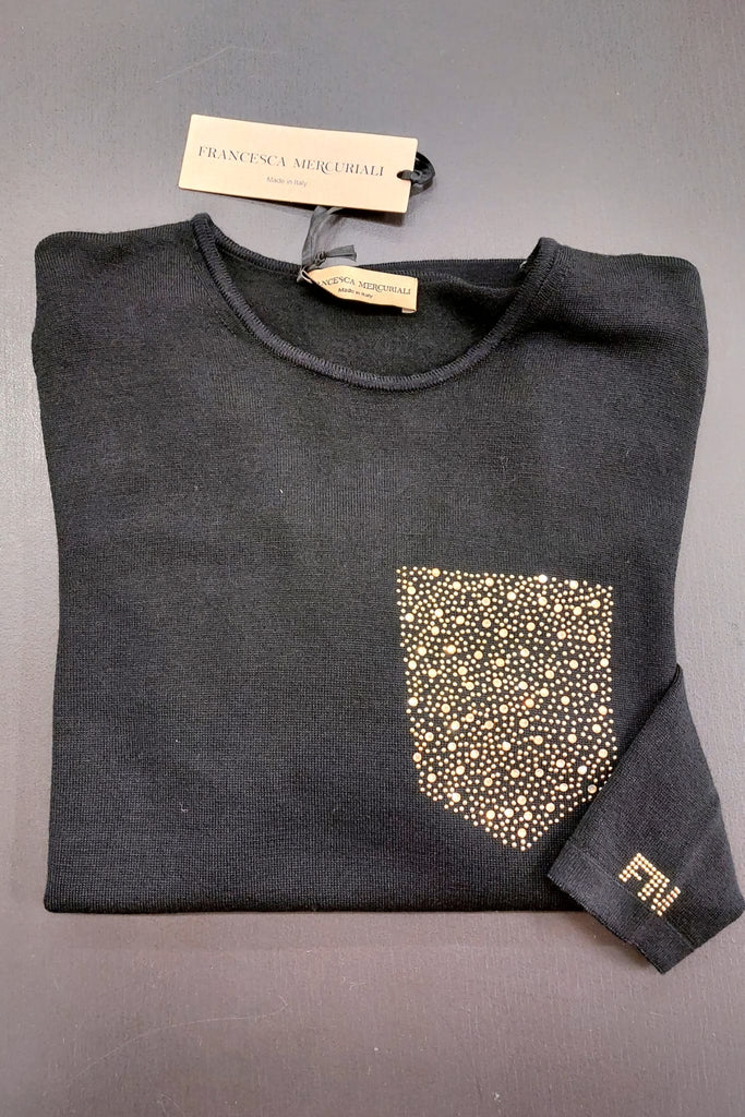 Maglia in pura lana strass