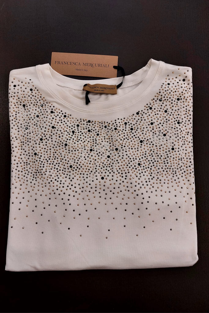 T-shirt in viscosa con strass