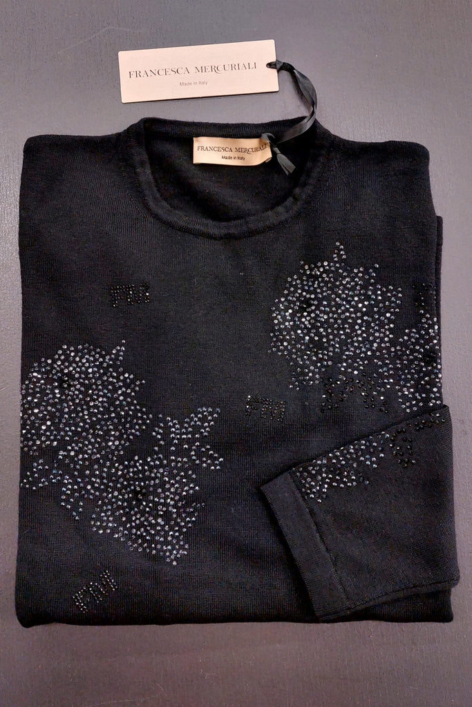 Maglia in pura lana con strass